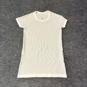 Lululemon Top Womens Size 6 White Grey Striped Swiftly Tech Short Sleeve Sport